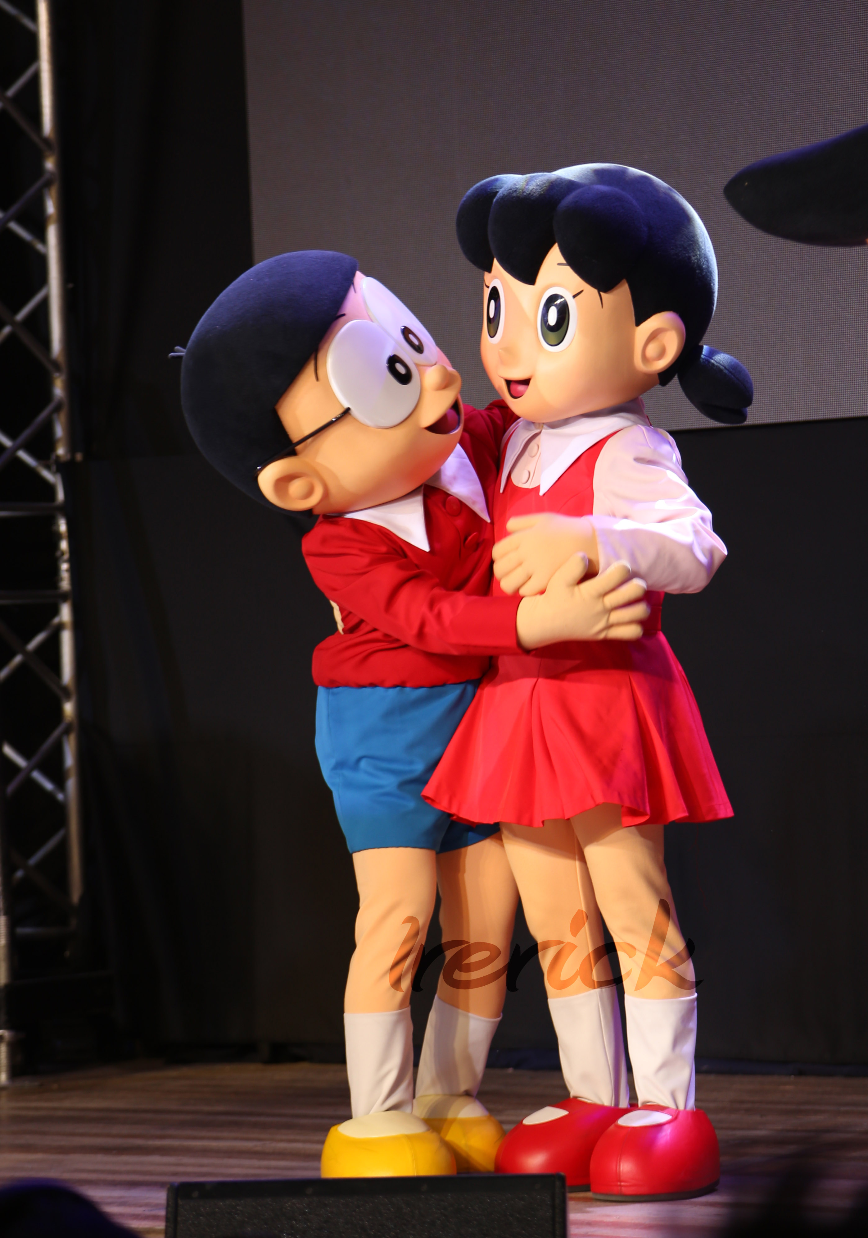 nobita shizuka love wallpapers,cartoon,animated cartoon,figurine,toy,animation