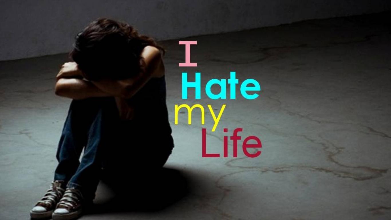 i hate my life wallpaper,text,font,sitting,photography,shadow