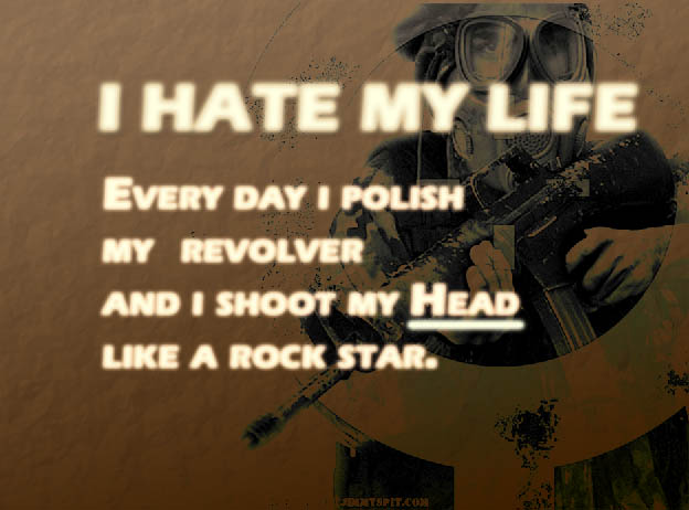 나는 내 인생을 싫어,계략,폰트,장난감 총,병사,본문