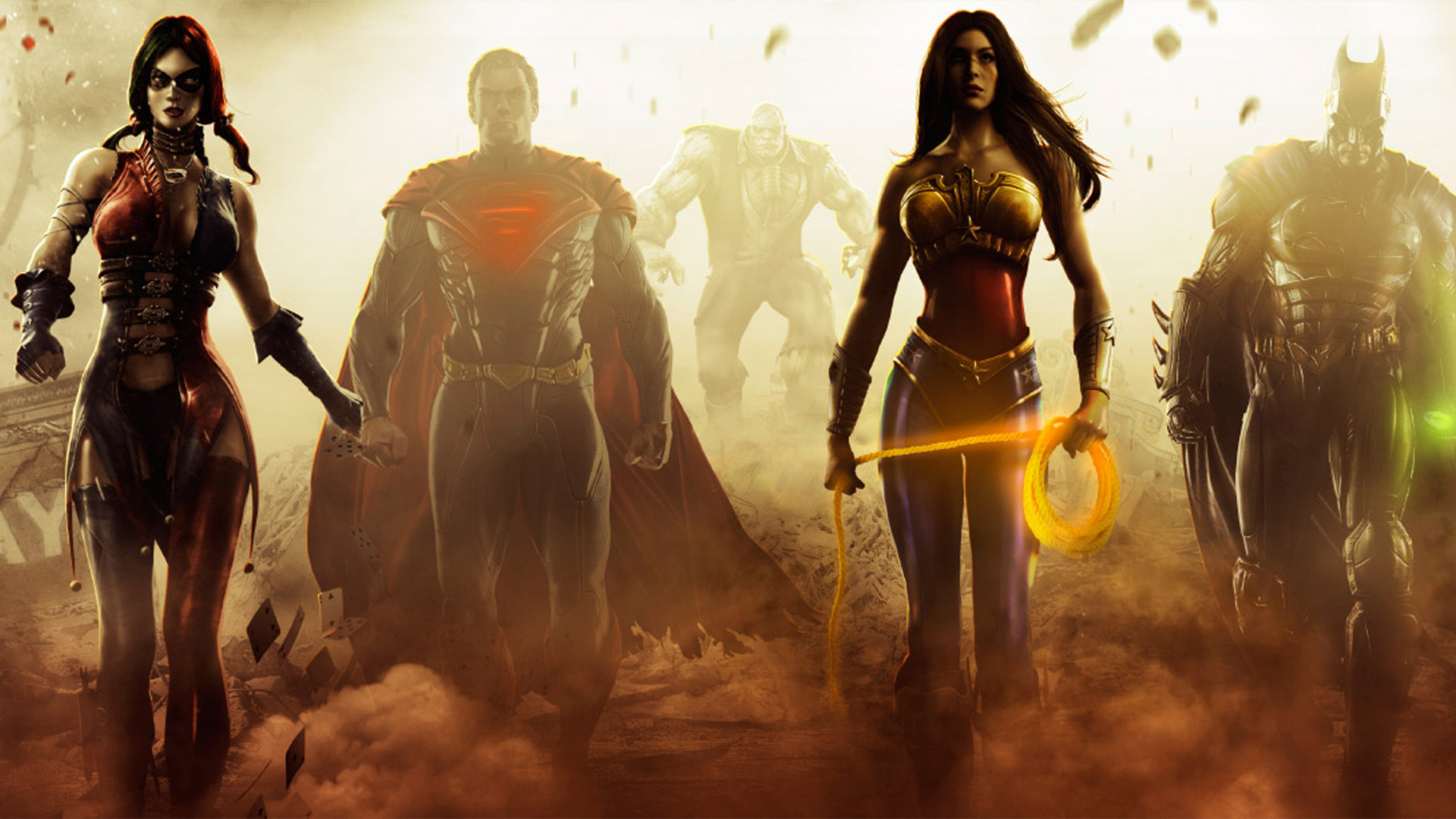 injustice wallpaper,cg artwork,human,fictional character,digital compositing,mythology