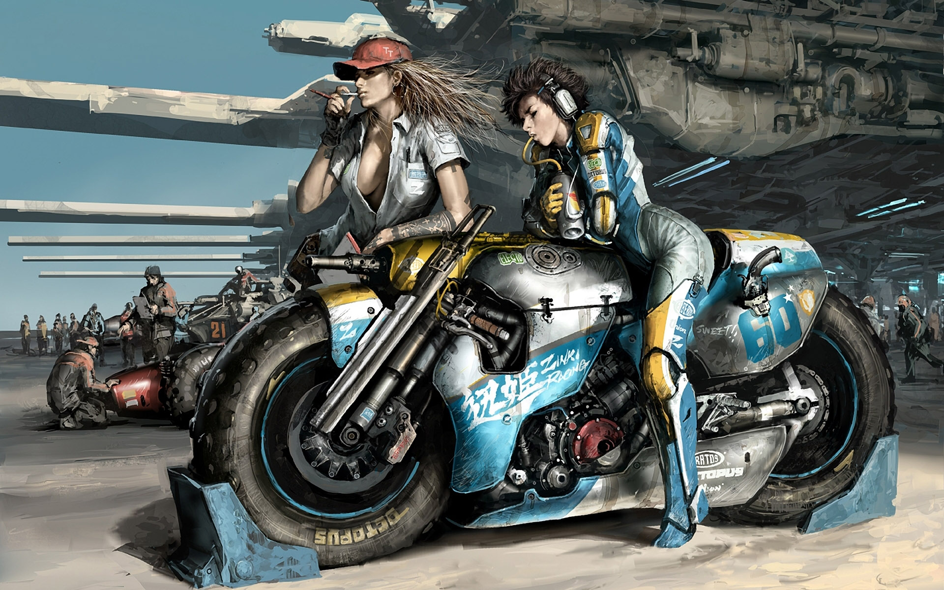 Bikes Animated Bike And Girl Wallpaper 6182 Wallpaper Animated