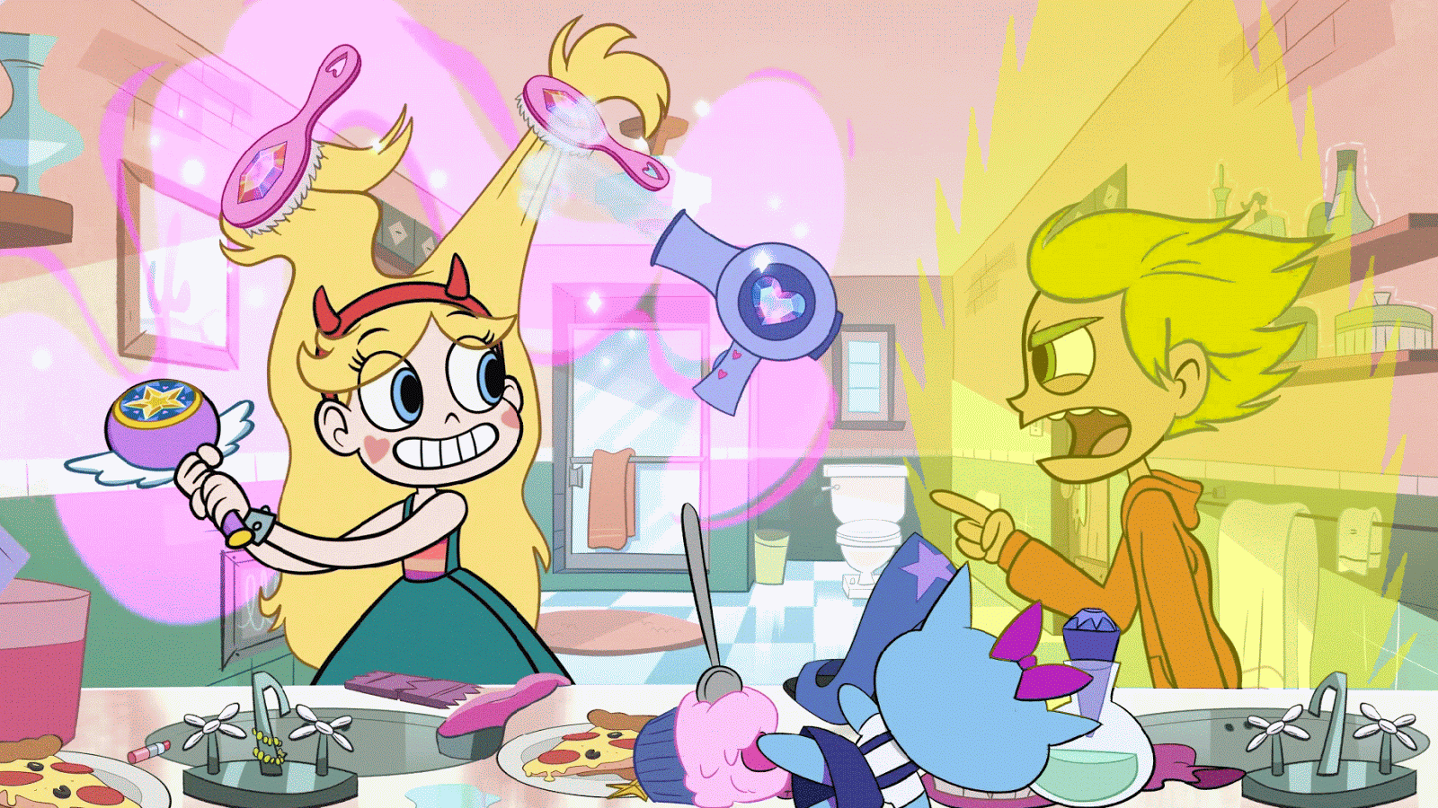 star vs the forces of evil wallpaper,cartoon,animated cartoon,illustration,art,animation