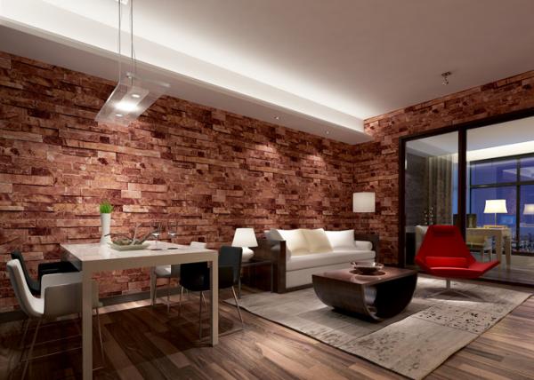 brick wallpaper living room,interior design,room,property,wall,building