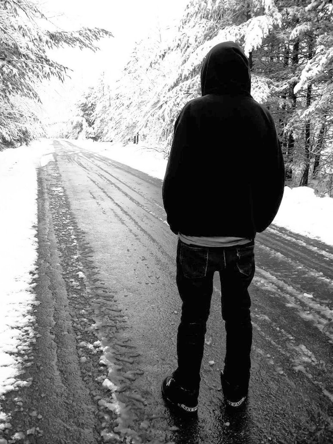 tuta dil wallpaper,photograph,black and white,standing,snow,monochrome photography