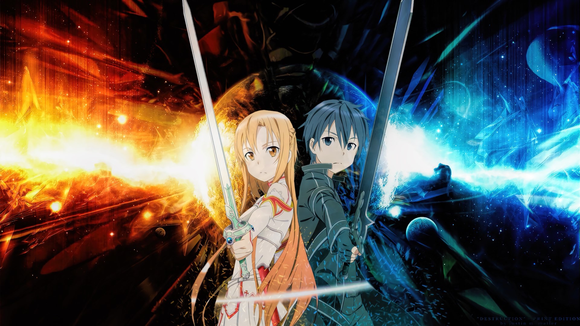 carta da parati anime sao,cg artwork,anime,illustrazione,spazio,gioco di avventura e azione