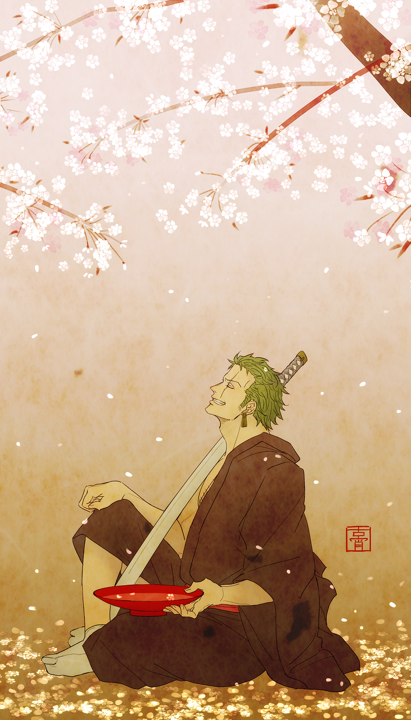 roronoa zoro wallpaper iphone,illustration,pflanze,blume,kunst,musikinstrument