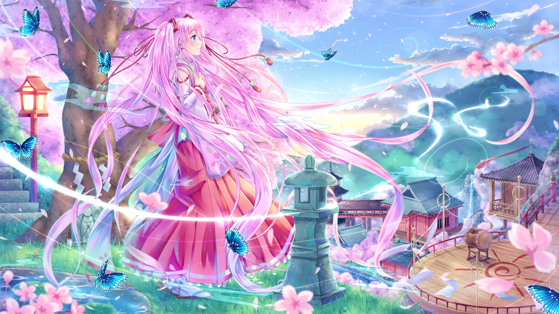 wallpapers de anime hd,cg artwork,pink,fictional character,tree,anime