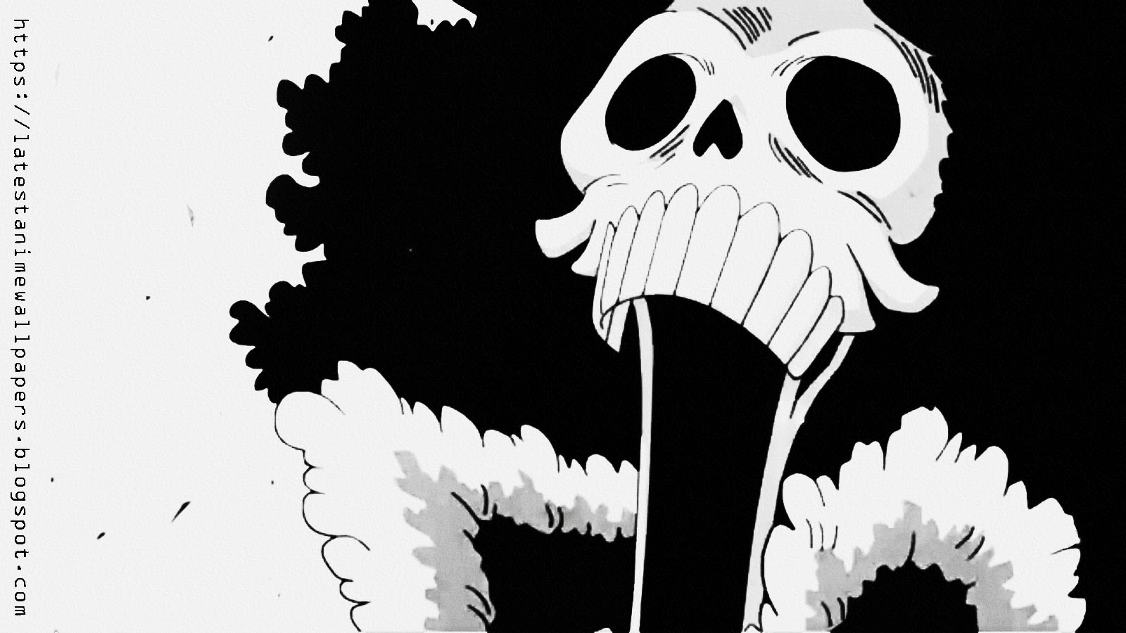 brook one piece wallpaper,head,cartoon,illustration,black and white,snout