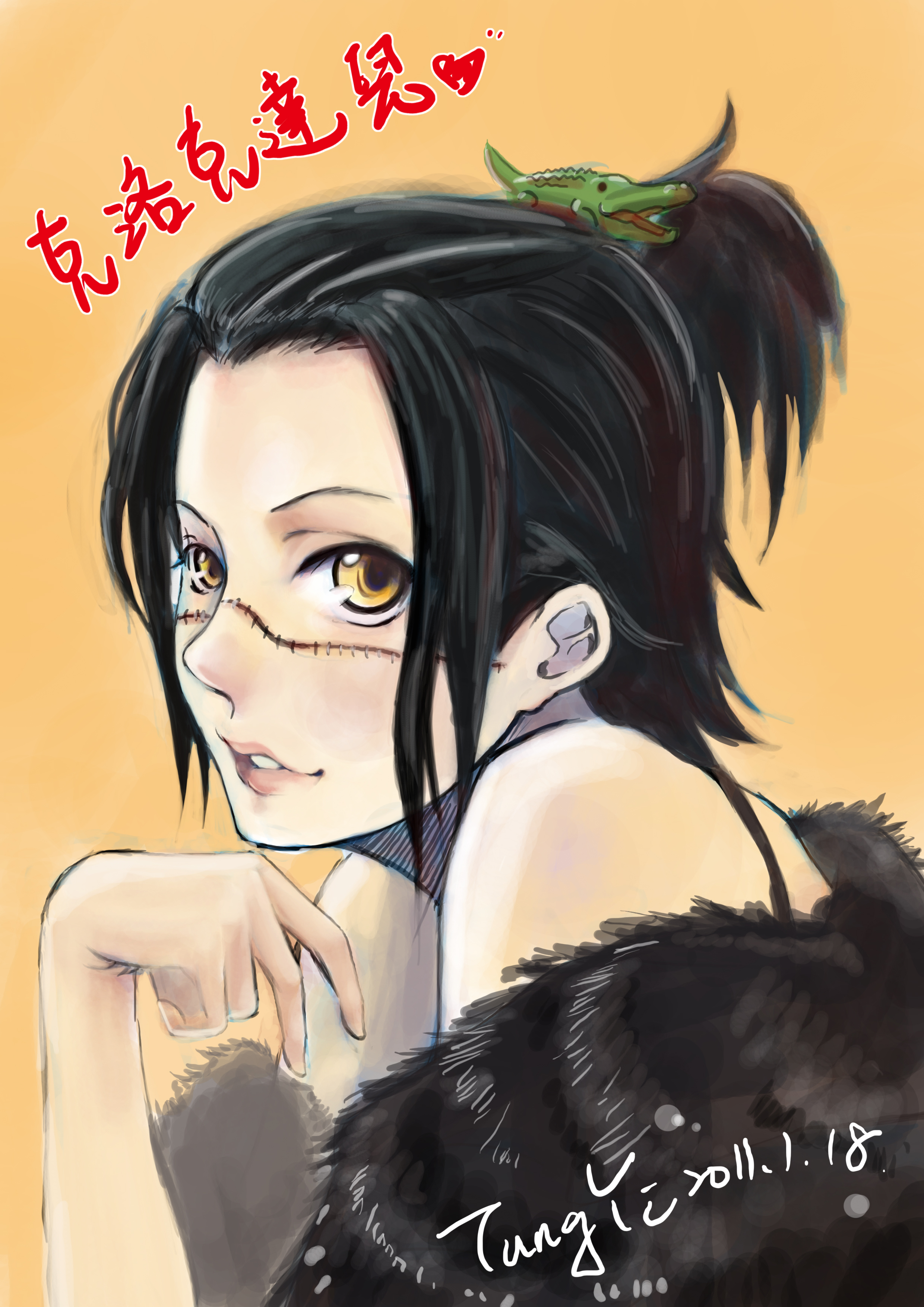 crocodile one piece wallpaper,hair,cartoon,hairstyle,anime,black hair