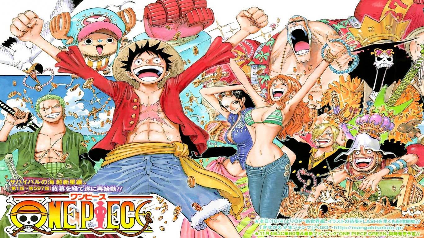 one piece wallpaper 1366x768,cartoon,animated cartoon,illustration,art,anime