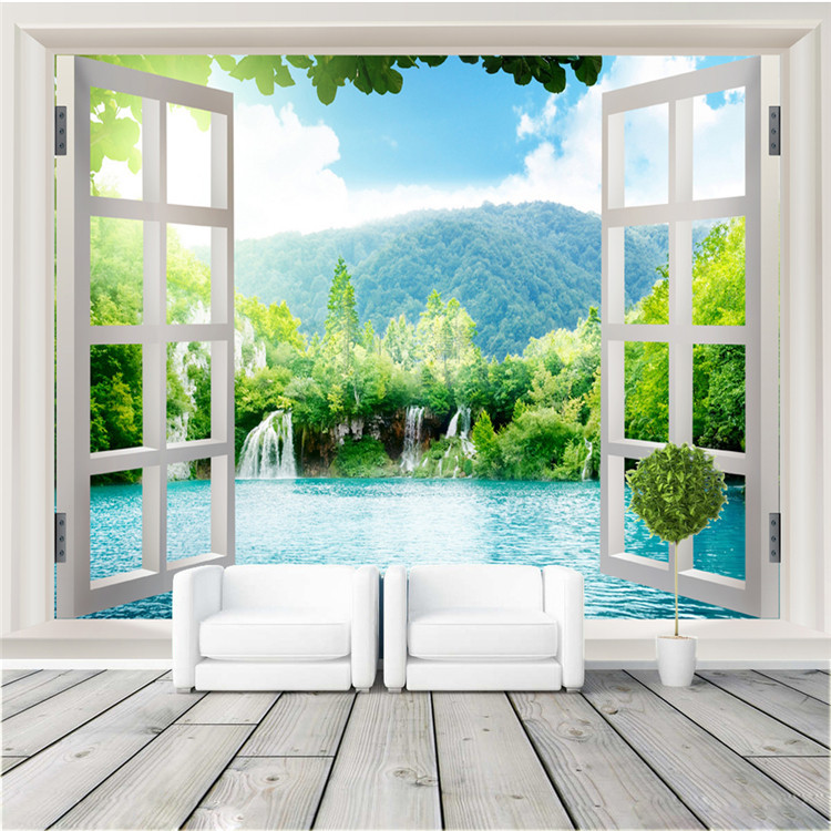 3d look wallpaper,natural landscape,nature,window,property,room