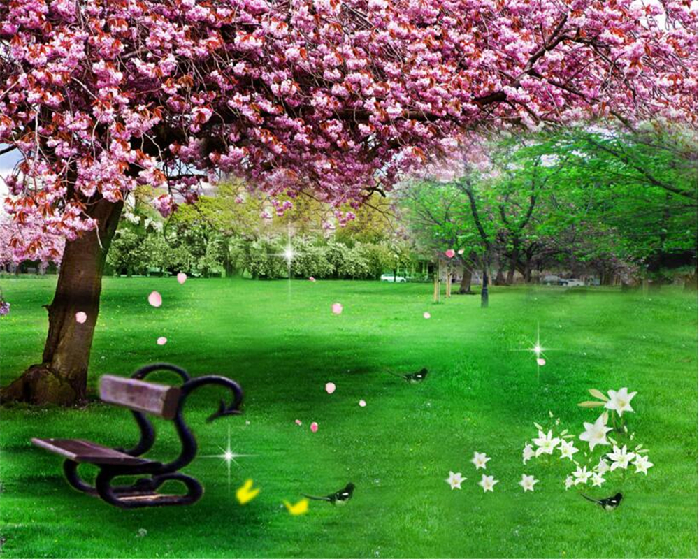 three dimensional wallpaper,nature,green,spring,blossom,tree