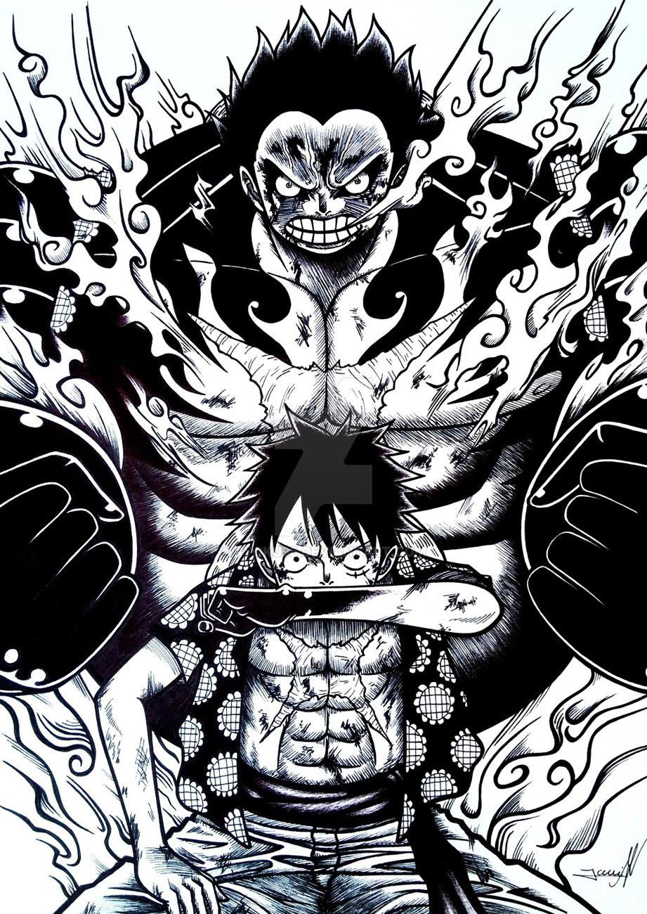 luffy live wallpaper,personaje de ficción,demonio,ilustración,monocromo,en blanco y negro