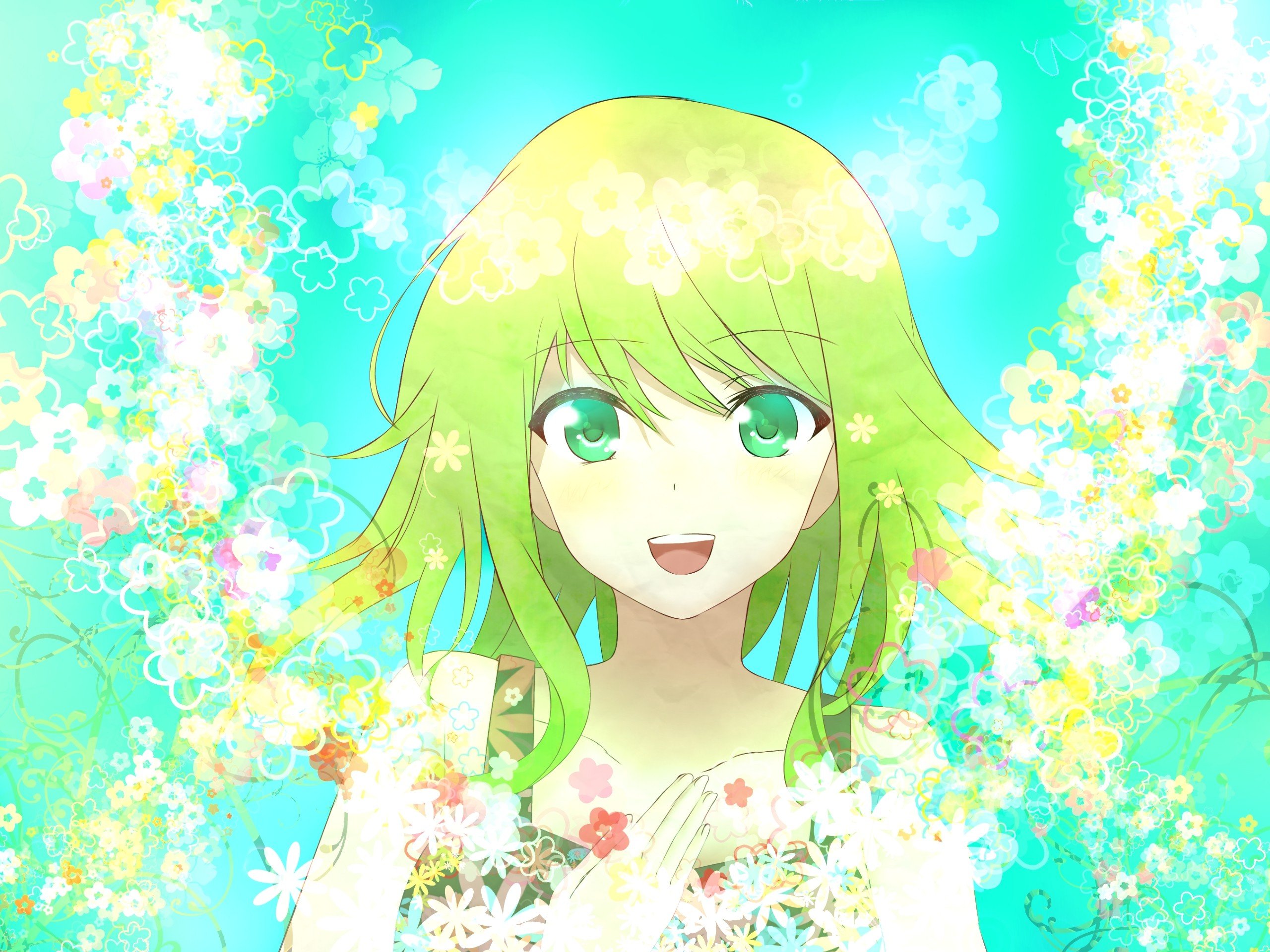 green anime wallpaper,green,anime,cg artwork,illustration,fictional character