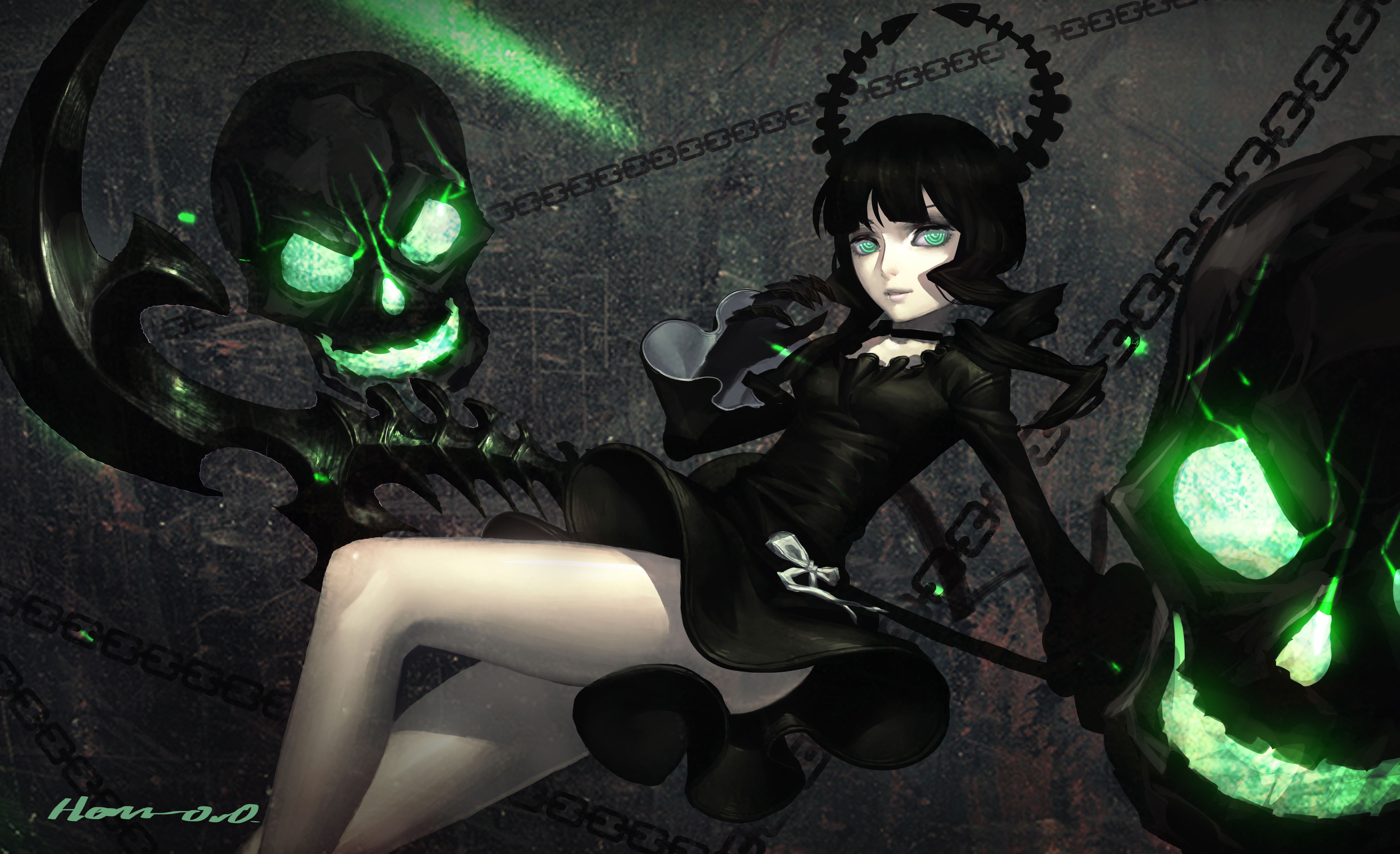 fondo de pantalla de anime verde,verde,dibujos animados,cabello negro,cg artwork,oscuridad