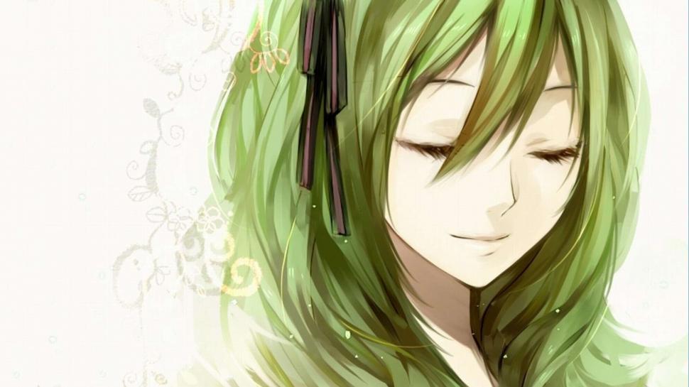green anime wallpaper,hair,face,green,cartoon,facial expression