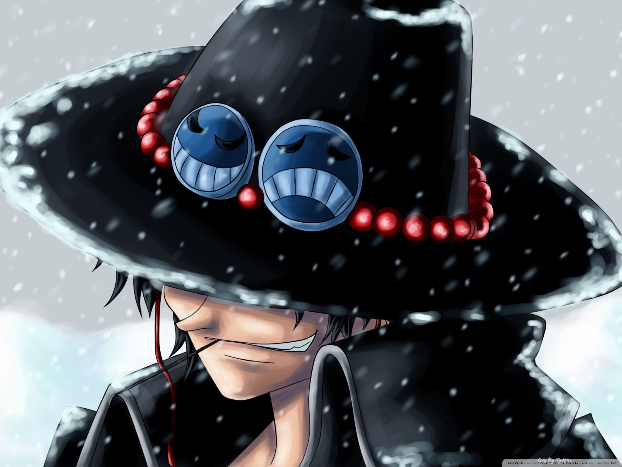 ace one piece wallpaper hd,hat,costume hat,cool,black hair,headgear