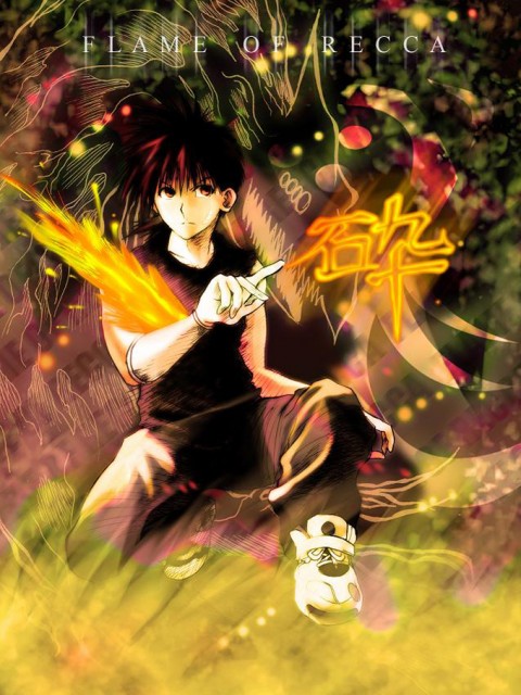 flame of recca wallpaper,cartoon,anime,cg artwork,black hair,illustration