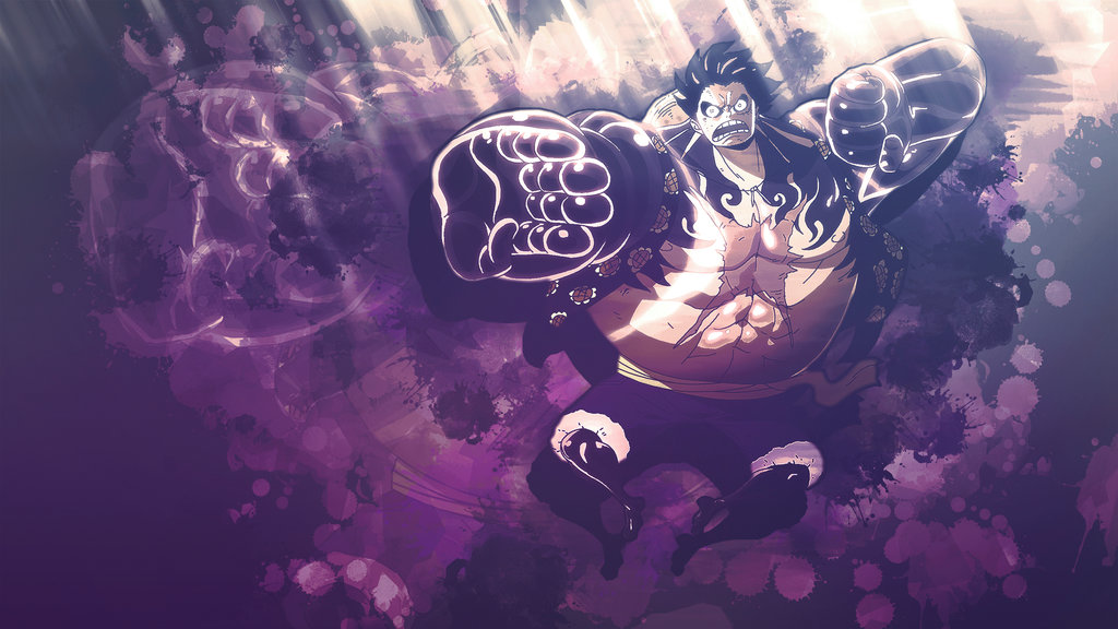 luffy gear 4 fondo de pantalla,púrpura,diseño gráfico,ilustración,personaje de ficción,cg artwork