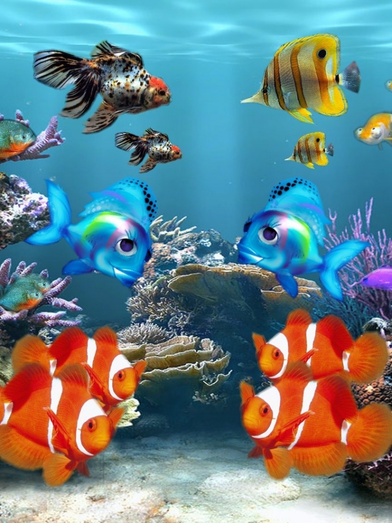 pez live wallpaper descargar para móvil,pez,pez,biología marina,peces de arrecife de coral,pomacentridae