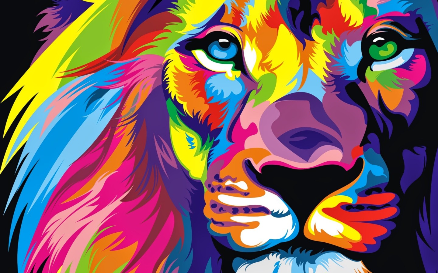 papier peint lion coloré,illustration,art,la peinture,art moderne,félidés
