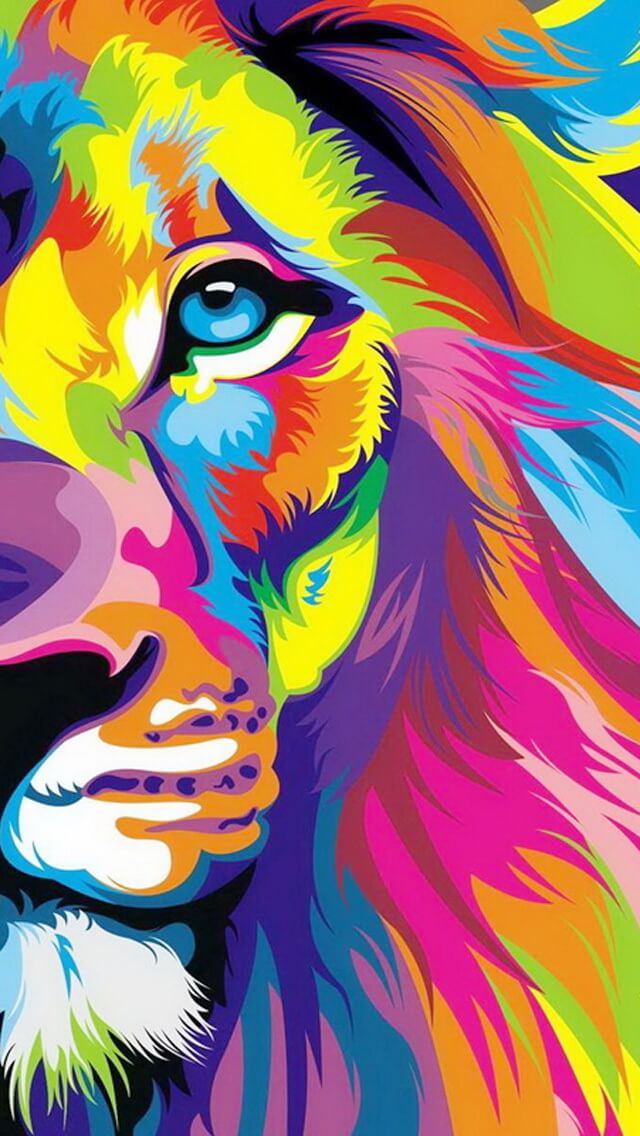 papier peint lion coloré,tigre du bengale,tigre,art psychédélique,illustration,art