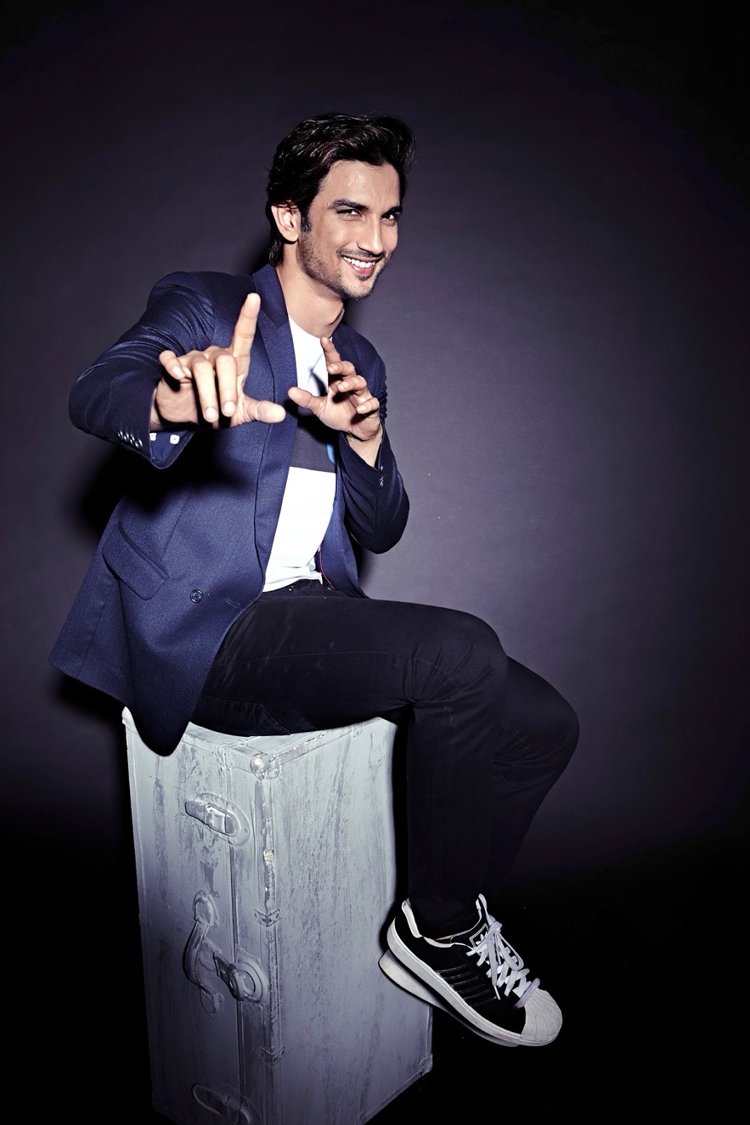 sushant singh rajput hd wallpaper,sitting,photography,suit,white collar worker,flash photography