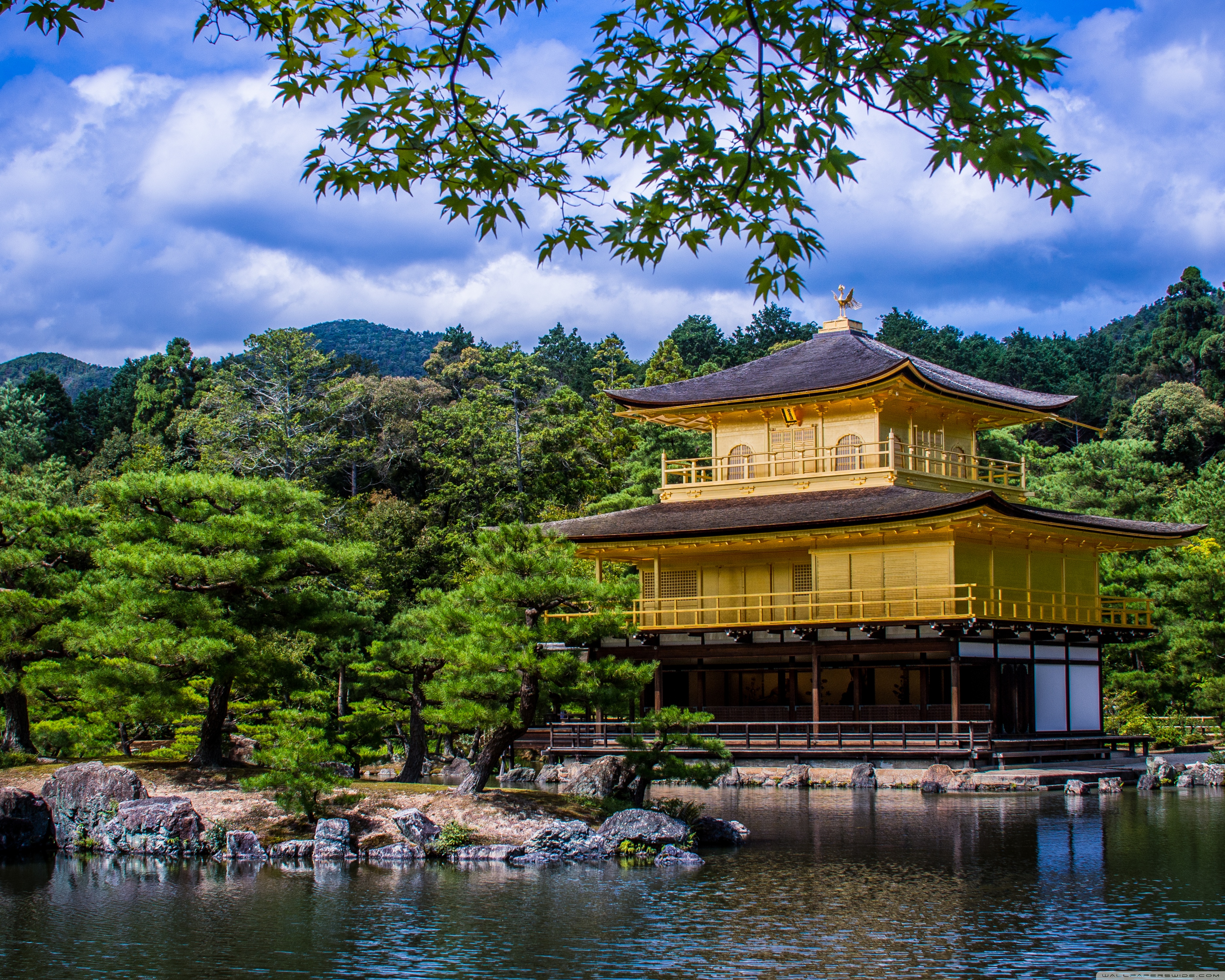 templo de oro fondo de pantalla hd 1366x768,naturaleza,paisaje natural,arquitectura china,arquitectura,arquitectura japonesa