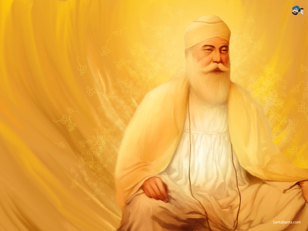 guru nanak dev ji wallpapers 3d,guru,yellow,meditation,portrait,smile