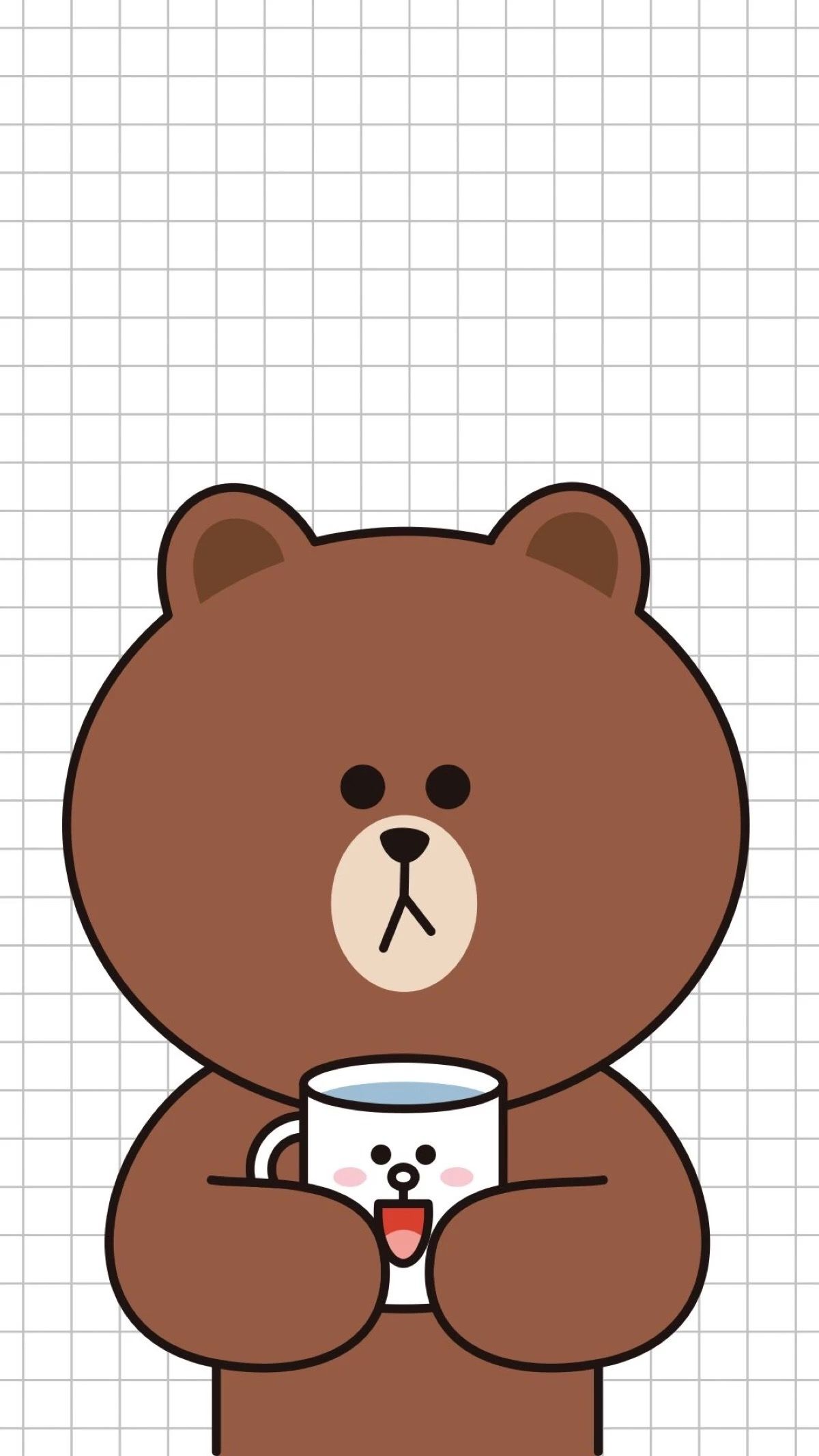 Line Bear Wallpaper Brown Cartoon Illustration Font Bear Wallpaperuse