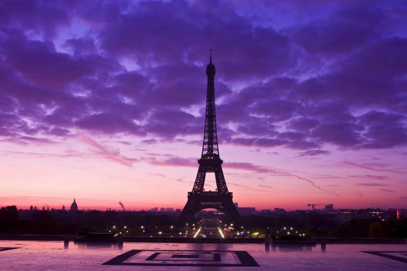 scarica sfondi parigi,cielo,torre,viola,monumento,rosa
