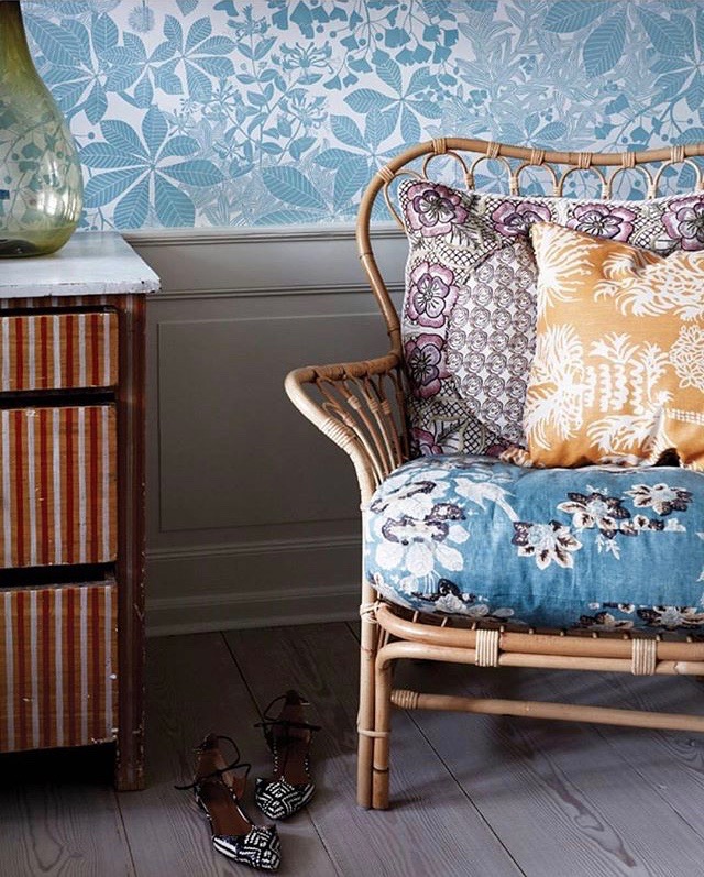 marthe armitage wallpaper,furniture,blue,room,interior design,chair