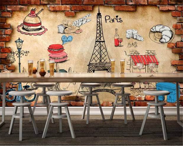 wallpaper unik dan keren,table,wall,furniture,room,mural