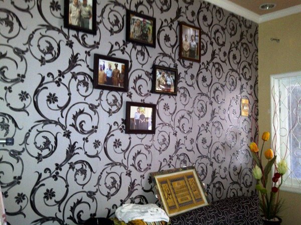 memasang wallpaper pada dinding bercat,parete,sfondo,camera,proprietà,interior design
