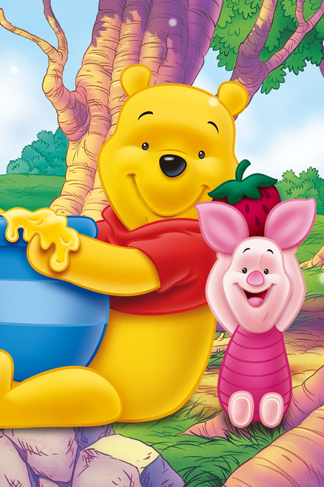 winnie the pooh iphone wallpaper,cartoon,animated cartoon,animation,happy,illustration