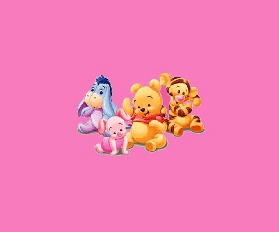 baby pooh wallpaper,cartoon,animated cartoon,pink,animation,fictional character