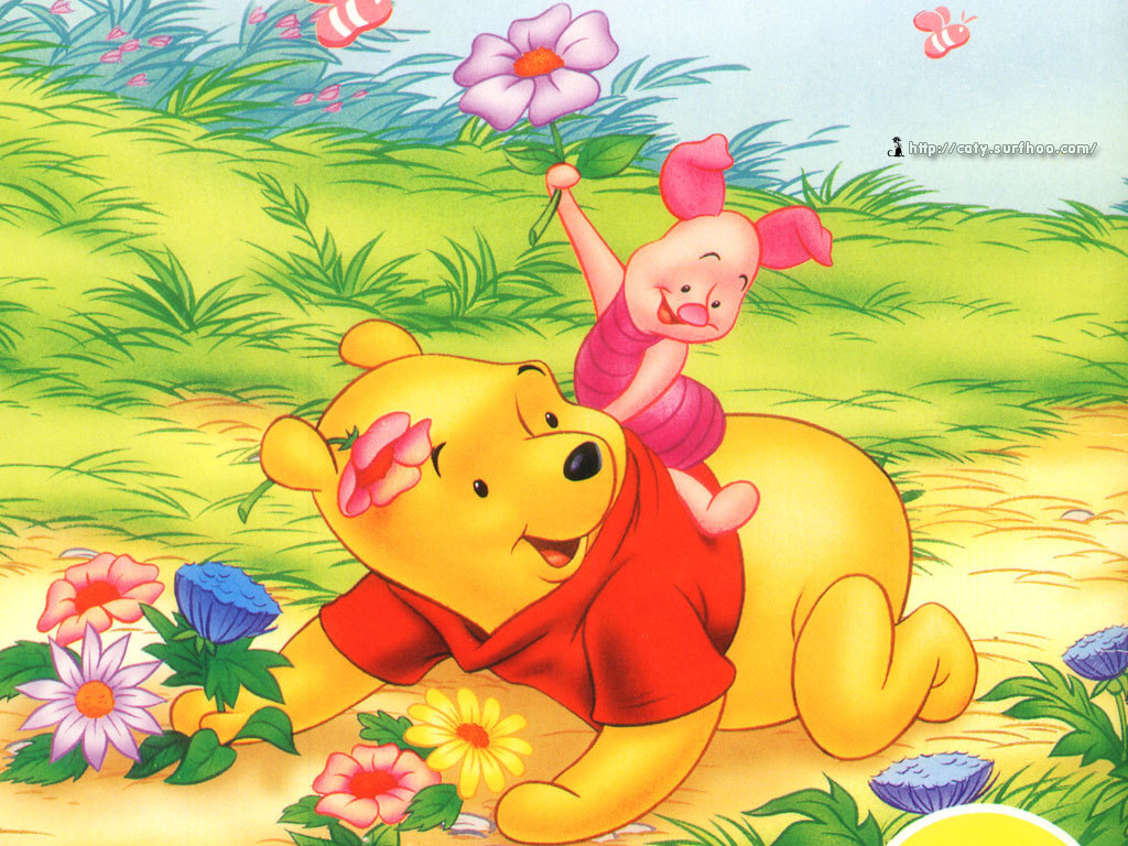 winnie pooh wallpaper,cartoon,animated cartoon,illustration,organism,plant