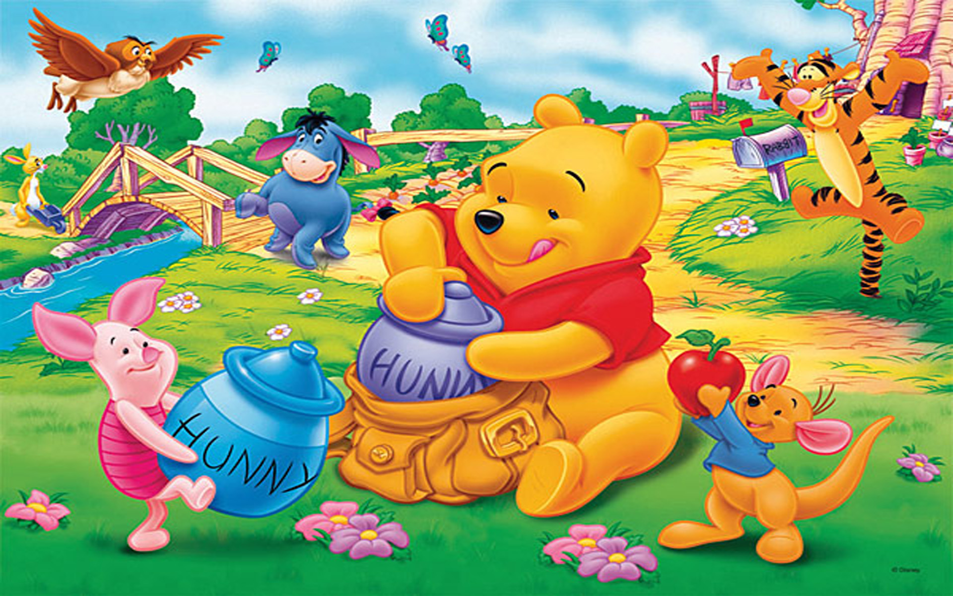 winnie pooh wallpaper,animated cartoon,cartoon,illustration,art,fictional character