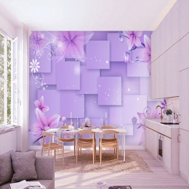 배경 dinding 3d 카마르 tidur,보라색,제비꽃,라일락 꽃,방,인테리어 디자인