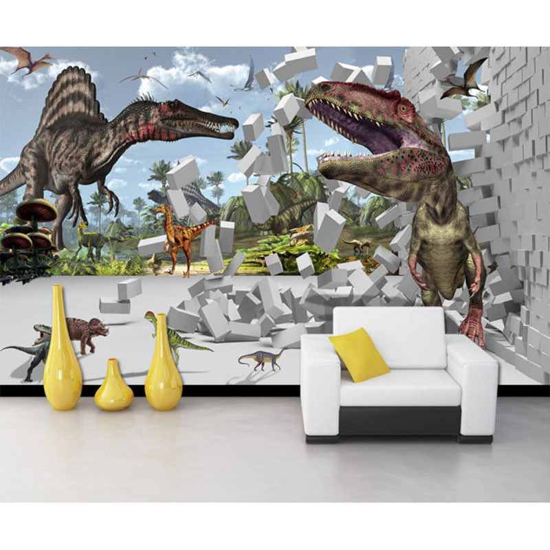 wallpaper dinding 3d kamar tidur,dinosaur,wall,mural,wallpaper,tyrannosaurus