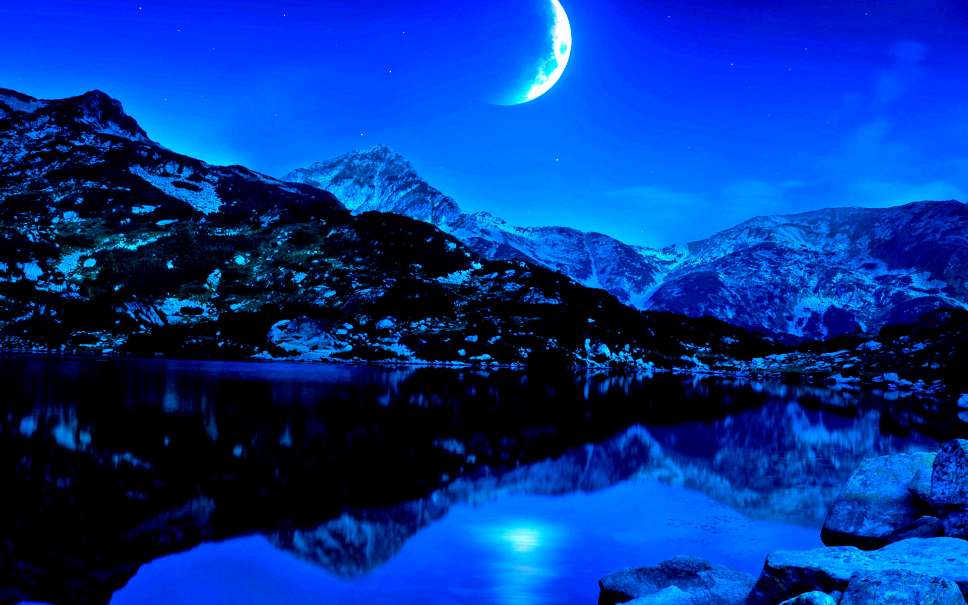 夜の自然の壁紙のhd,自然,空,自然の風景,月,青い
