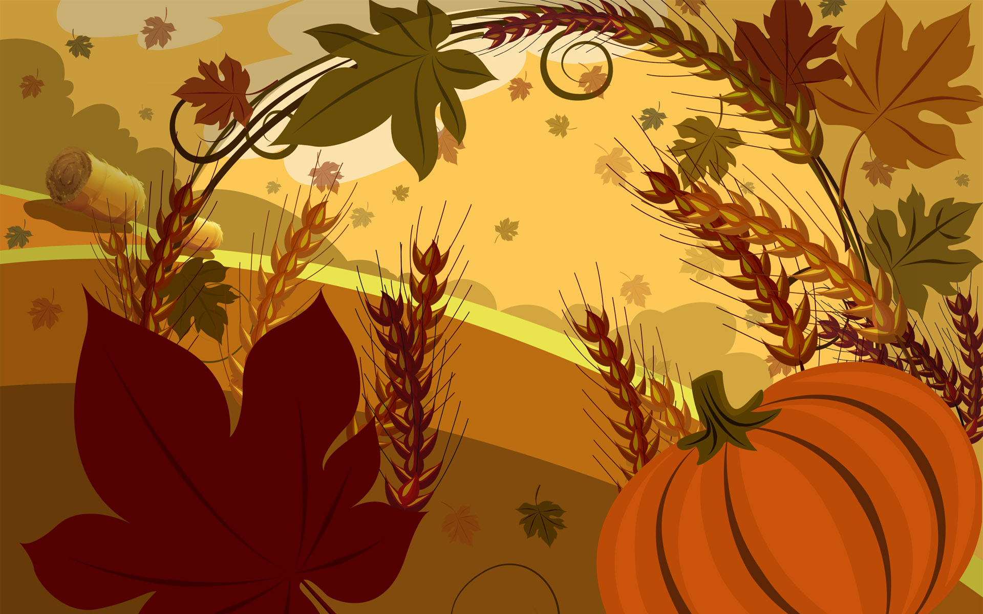 thanksgiving desktop wallpaper,nature,leaf,orange,pattern,floral design