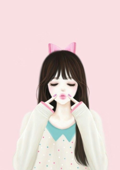koreanische anime wallpaper,haar,rosa,hime cut,frisur,lippe