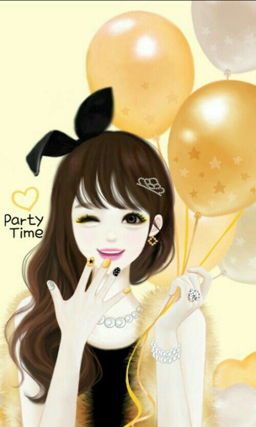 korean anime wallpaper,cartoon,balloon,yellow,illustration,black hair