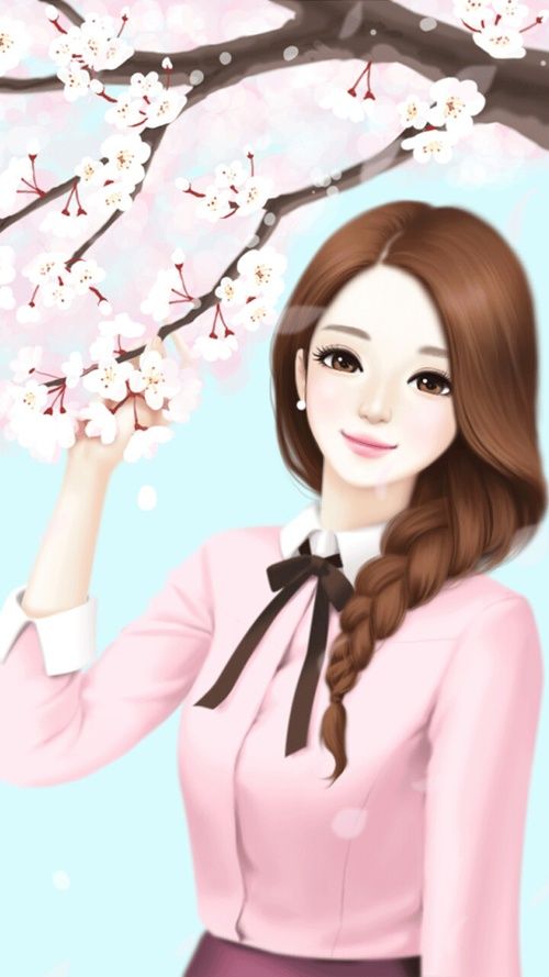 wallpaper anime korea,hair,cartoon,pink,hairstyle,skin