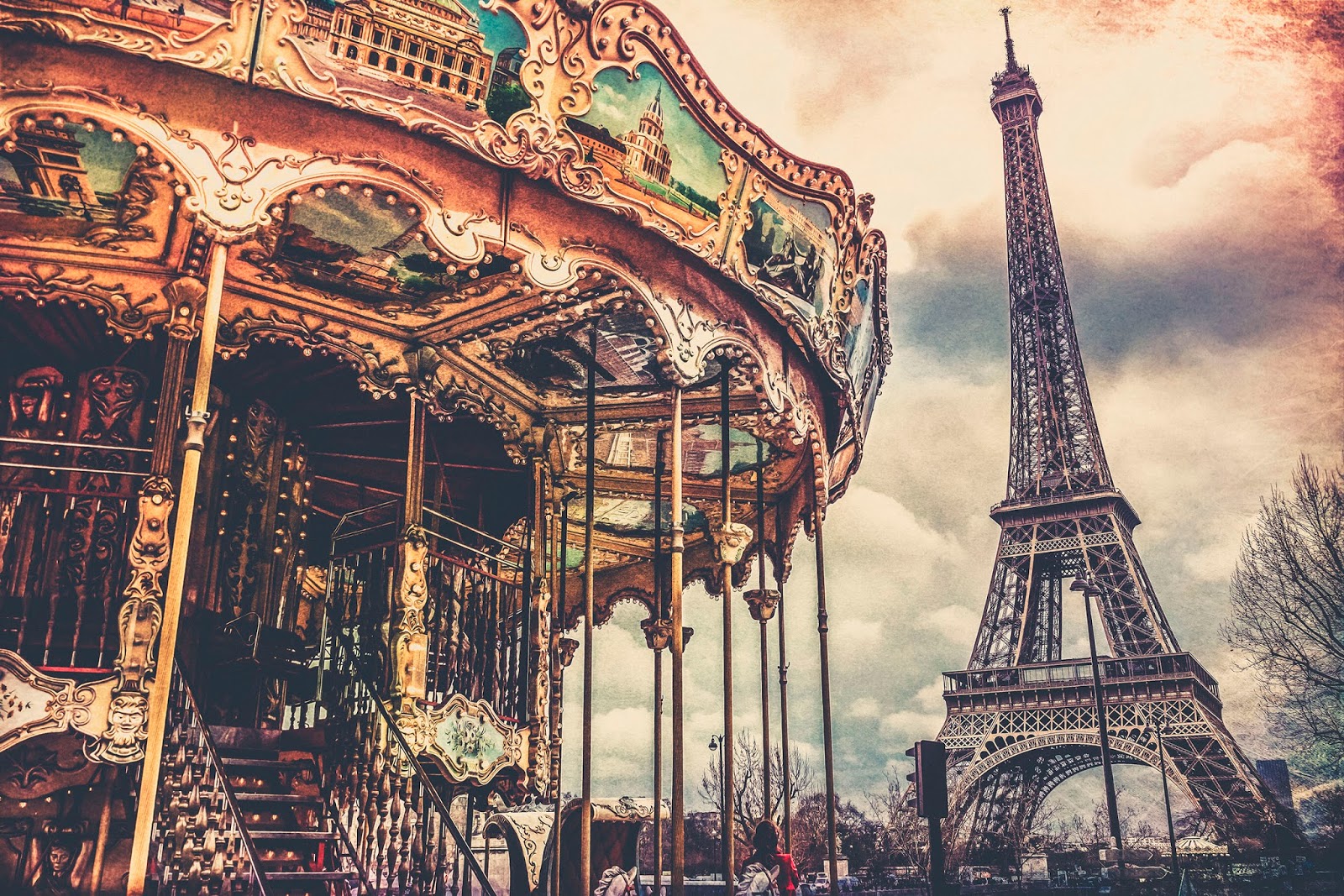 3d wallpaper paris,landmark,amusement ride,architecture,carousel,sky