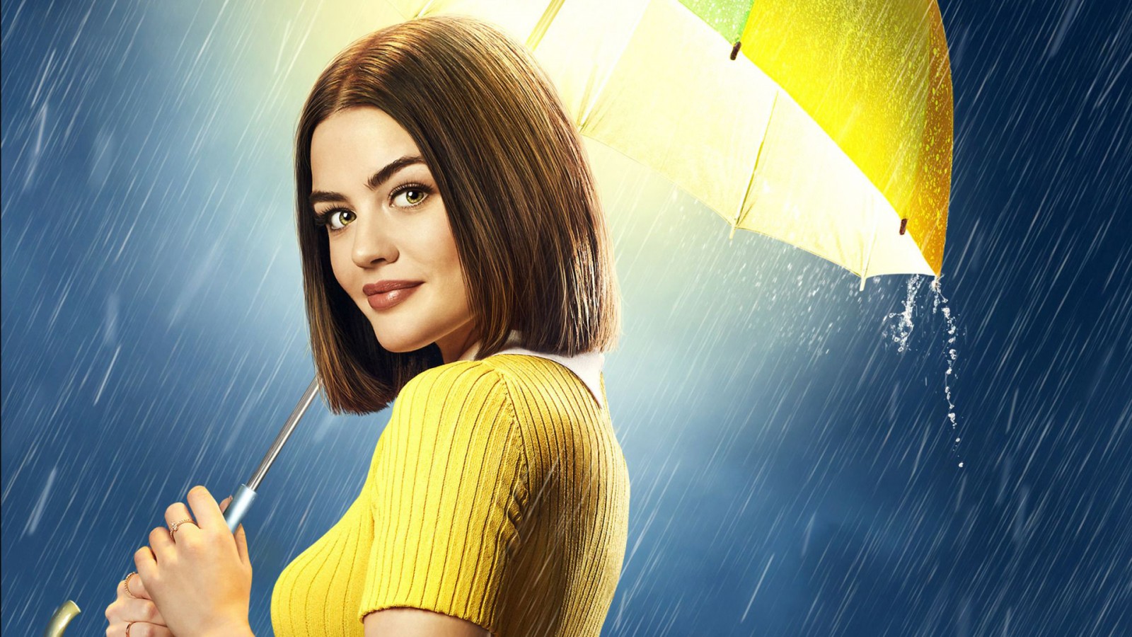 tv series wallpapers,yellow,beauty,smile,umbrella,sky