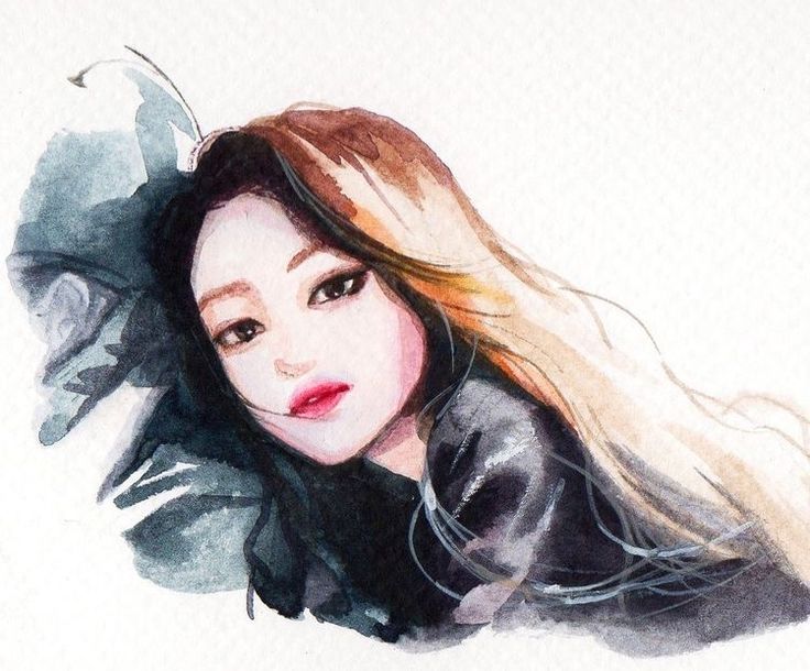 한국 작가 벽지,머리,수채화 물감,아름다움,삽화,말뿐인