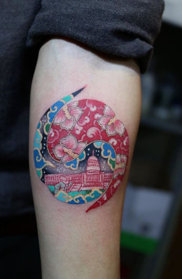 carta da parati dell'artista coreana,tatuaggio,tatuaggio temporaneo,gamba umana,coscia,carne