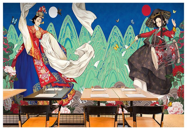 korea wallpaper promotion,art,painting,tapestry,textile,mural